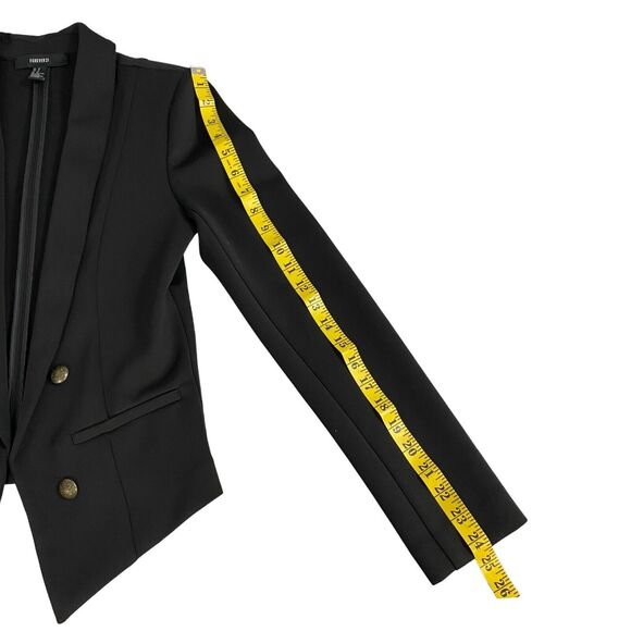 Forever 21 Blazer Women Medium Black Work Office Jacket Capsule Minimalist Basic - Picture 11 of 14